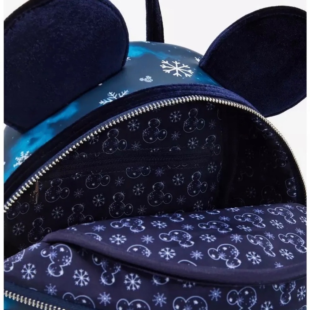 LOUNGEFLY DISNEY MINNIE MOUSE SNOWFLAKE COSPLAY MINI BACKPACK 2023 NWT BEAUTIFUL - Picture 4 of 4